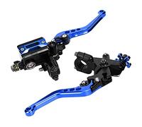RUIRUIY Leve frizione Freno Moto universali 7/8in, Set maniglia leva frizione pompa superiore freno regolabile idraulicamente (Blu)