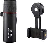 Ruiseawing Telescopio monoculare 10 x 25, monoculare portatile compatto con mini lente a prisma BAK4 con adattatore per smartphone, per adulti e bambini, bird watching, viaggi, osservazione delle