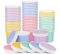 Ruisita Confezione da 50 contenitori per gelato con coperchio da 226,8 g usa e getta con coperchio in carta per gelato, bicchieri con coperchio, per proteggere i dessert congelati come yogurt, colori assortiti