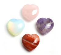 Ruispeed 4er Set Herz-Heilsteine - Naturali Pietre levigate in Ametista, Quarzo Rosa, Opale e Agata, Ideali per Meditazione, Reiki e Come Regalo per Donne