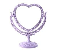 RUITASA Specchio da trucco con cuore girevole, specchio da bagno doppio, specchio da bagno in plastica a forma di cuore per bagno, camera da letto, specchio da bagno (viola)
