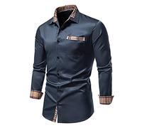 RUITOTP Camicia da Uomo a Maniche Lunghe, con Bottoni, per Il Tempo Libero da Uomo, a Contrasto Interno, Formale, Affari, Smoking, Camicia da Sposa