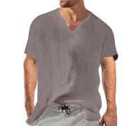 RUITOTP Camicia di Lino Uomo Elegante Cotone Camicie Manica Corta Slim Fit Coreana Camicia Estiva Spiaggia Traspirante Bianca Bluse con Firmata Classica Comode Camicie Ufficio per Le Vacanze