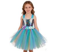 RUITOTP Costume Sirena Bambina, Vestito Principessa Sirenetta per Spettacoli, Feste, Compleanno e Occasioni Speciali