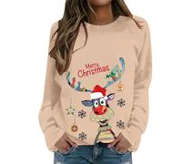 RUITOTP Maglia Donna Elegant Taglia Forti alla Moda Felpa Stampato Senza Cappuccio Pullover Tops da Natale Manica Lunga Grinch Stampato per Il Tempo Libero Sportivo Felpa Maglie