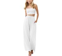 RUITOTP Musselin Hose Kinder Mädchen Leinenhose Einfarbig Sommerhose Atmungsaktiv Sommer Hose Freizeit Hosen Elastische Taille Sporthose Bequem Freizeithose Casual Outdoorhose Kinder (4-15 Jahre)