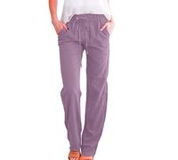 RUITOTP Pantaloni Lino Donna Larghi Estivi Culotte Eleganti Pants Baggy Cotone Casual Pantalone Comodo Leggeri Pantaloni Morbidi Cordone mit Tasche Jogging Yoga Hose Traspirante Strandhose