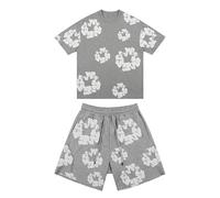 RUITOTP Tuta Estiva con Stampa Kapok de Uomo Set T-Shirt e Pantaloncini da Uomo DT Tuta da Jogging Estiva da Pezzi a Maniche Corte Hip Hop Y2K T-Shirt con Stampa in Schiuma da Unisex