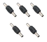 Ruiwaer 5PCS Nero 5.5mm x 2.1mm DC Power Adapter DC Barrel Power 2.1mm X 5.5mm Maschio a Maschio Accoppiatore Connettore DC Power Jack Adattatore Barrel Connettore per CCTV Camera