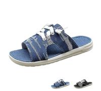 RuiWise Slide Denim Da Donna Open Toe Lace-Up Pantofole Clogs | Ciabatte in denim da donna Sandali con cinturini Jean stringati Sabot piatti