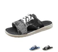 RuiWise Slide Denim Da Donna Open Toe Lace-Up Pantofole Clogs | Ciabatte in denim da donna Sandali con cinturini Jean stringati Sabot piatti