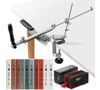 RUIXIN PRO RX-008 - Affilacoltelli professionale con 10 pietre per affilare, rotazione a 360° ad angolo fisso in lega di alluminio, kit per affilare coltelli da cucina, utensili per affilare coltelli