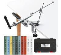 RUIXIN PRO RX-009 - Affilacoltelli professionale con 10 pietre per affilare, rotazione a 360°, design a rotazione in acciaio inox ad angolo fisso, kit per affilare coltelli da cucina e sistema
