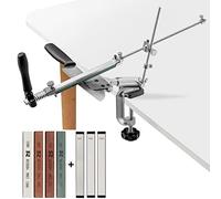 RUIXIN PRO RX008 Affilacoltelli professionale con 7 pietre per affilare, rotazione a 360° design a vibrazione ad angolo fisso in acciaio inox da cucina chef kit affilatura utensili per sistema di