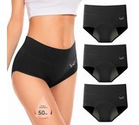 RUIXUE Mutande Mestruali Donna, Donna Cotone Slip Ciclo Protettive Periodico Intima Mestruale Ecologico con 4 Strati Anti perdite Lavabili(3 Pezzi)