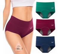 RUIXUE Mutande Mestruali Donna, Donna Cotone Slip Ciclo Protettive Periodico Intima Mestruale Ecologico con 4 Strati Anti perdite Lavabili(3 Pezzi)