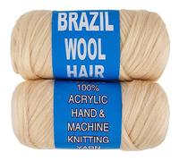 RuiYok - 2 pezzi capelli biondi di lana brasiliana per trecce, capelli in lana acrilica per tessere a mano per trecce senegalesi