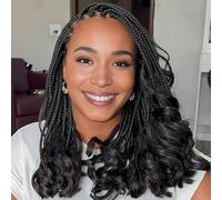 RuiYok 9 Pacchetti French Curl Crochet Trecce 14 Pollici Nero Crochet Capelli Pre Looped Goddess Box Trecce Con Estremità Ricci Bouncy Capelli Intrecciati Ricci Francesi Sintetici Per Le Donne #1B