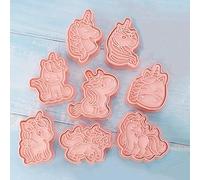 RUIYWEN Set di 8 Formine Biscotti Unicorno 3D Stampini in Plastica Tagliabiscotti per Biscotti Torte Fondant Cioccolato per Bambini