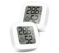 RUIZHI 2 Pezzi Termometro Igrometro Interno - Mini Misuratore di Temperatura e Umidità, Digitale LCD, per Camera dei Bambini, Cucina, Giardino, Cantina, con Batteria Sostituibile CR2032