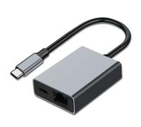RUIZHI Adattatore di Ricarica USB-C/Ethernet per Chromecast (fino a 100 W di potenza), da USB C a RJ45 Ethernet 1000 Mbps per Chromecast, i-Phone 15, Mac-Book Air, Mac-Book Pro e Windows