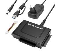 RUIZHI Adattatore per hard disk da 6 Gbps USB 3.1 a IDE/SATA 2,5/3,5 pollici IDE SATAHDD HDD convertitore per cavo USB Windows 11/10/8/7/XP/Vista con alimentatore da 12 V/2 A, cavo SATA