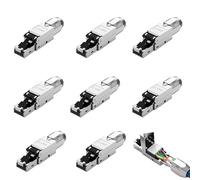 RUIZHI CAT 7 RJ45 Spina Connettore di rete per cavi LAN rigidi Cavi di installazione Ethernet, CAT6A CAT7 senza attrezzi LSA, 10 Gbit/s, AWG 23-26, spina LAN completamente schermata STP (8PCS)