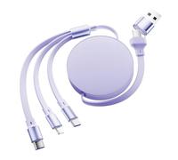 RUIZHI Cavo di ricarica 3 in 1 Multi USB 120 W, cavo di ricarica multiplo con Micro/Phone/Type C, universale, cavo di ricarica retrattile, compatibile con i-Pone, laptop, i-Pad, Galaxy S23 S22 (viola)