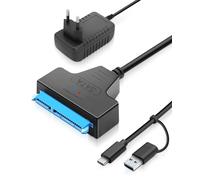RUIZHI Cavo SATA Adattatore SATA to USB 3.0, Adattatore Hard Disk Esterno per SSD/HDD 2.5"/3.5", Alimentazione 12V 2A Cavo, Compatibile con Mac OS/Windows/Linux