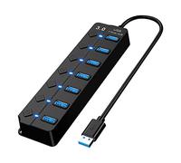 RUIZHI Hub USB 3.0 con 7 porte, USB Bar, USB Hub Active 3.0 con interruttori di alimentazione LED ON/OFF per MacBook, laptop, PC, USB e altri dispositivi