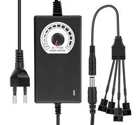 RUIZHI Regolatore di velocità ventola PC e alimentatore 12 V, 100-240 V AC a 3-12 V DC, 24 W, adattatore regolabile con cavo splitter, presa DC a 2 x 3/4 pin