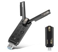 RUIZHI WiFi 7 WLAN Stick per PC, BE6500 USB WLAN Adapter PC, MLO Tri-Band 6G/5G/2.4G, Free Drive Antenna WiFi 7 Adattatore per Windows 11/10 per gaming, streaming 8K, 4K QAM, WPA3