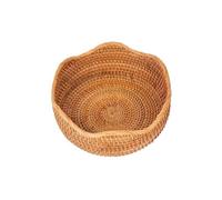 Ruiziliang Cestini, Confezione da 1, Cestino Rotondo in Rattan Intrecciato a Mano, Vassoio in Vimini, Contenitore for Picnic, Contenitore Decorativo for Articoli Vari(M 24cm x 9cm)
