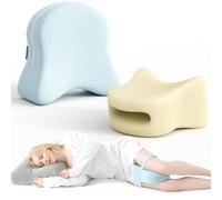 Ruizman Cuscini per ginocchia per chi dorme sul fianco, cuscino di supporto per ginocchia e gambe in memory foam con copertura rinfrescante (blu)