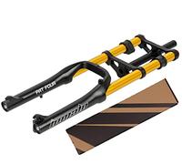 RUJIXU Forcella 20 Pollici Pneumatico 4,0" Sospensioni pneumatiche Biciclette 1-1/8" Freno a Disco QR Escursione 140mm Rimbalzo Regolabile per BMX Snow Beach XC Forcella e-Bike(Gold)