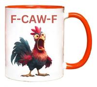 rujjftsy F-Caw-F, tazza da caffè con gallo arrabbiato, divertente tazza da caffè con pollo, tazza in ceramica con messaggio segreto, regalo sarcastico per donne e uomini (bianco C)