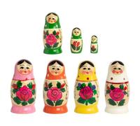 Rukauf Matrioska Babushka - 3 Bambole in Legno da 7 cm di Altezza - Diversi Motivi - Матрёшка Matruschka