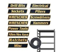 Rukjmqi Adesivi per cassetta degli attrezzi, con adesivi magnetici, 12 pezzi, cassetta degli attrezzi, adesivi magnetici, per l'organizzazione e l'etichettatura per carrelli, officina, garage e