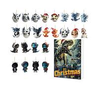 Rukjmqi Calendari Del Conto Alla Rovescia Per Natale | Calendario 'avvento Con Drago | Decorazione Acrilica 24 Giorni per Vacanze Tutta la Famiglia Scrivania Albero Parete