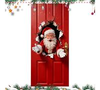 Rukjmqi Decorazione per porta di Natale | 2D Babbo Natale da parete, per cameretta dei bambini, scuola, cucina, bagno, camera da letto, soggiorno