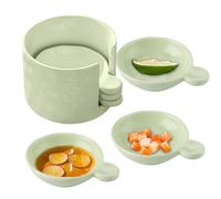 Rukjmqi Piattino Portasalse con Sostegno - Contenitore Spezie con Scatola di Conservazione | Contenitore Mini Ceramico per Condimenti Ketchup Salsa Snack