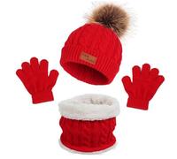 Rukjmqi Set cappello e guanti per bambini, set guanti sciarpa per bambini - Cappello e invernali lavorati a maglia - Sciarpe Guanti Scaldamani Copricollo Ghetta per ragazzi e ragazze