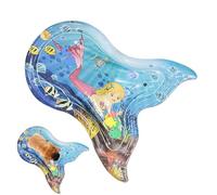 Rukjmqi Tappetino acquatico per, tappetino gonfiabile per giochi acquatici - Giocattolo per gatti interattivo con materassino per pancia e acqua | Centro giochi per attività a forma di coda di pesce