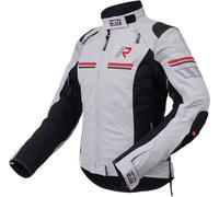 Rukka Armatou-R impermeabile Giacca tessile moto da donna, Grigio chiaro/nero/rosso, Taglia 38