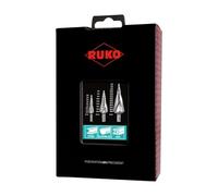 RUKO 101026RO Set di Punte a Gradino HSS Spiralate, 3 Pezzi - Tecnologia FLOWSTEP per Foratura Controllata e Transizioni Uniformi - Uso Professionale