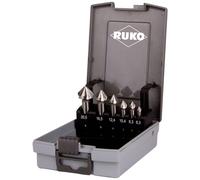 RUKO Set di svasatori conici e sbavatori DIN 335, forma C 90° HSS Co 5 in cassetta di plastica ABS Quantità:1