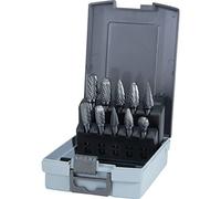 RUKO 116003RO - Set di perni per fresatura in metallo duro, dentatura a croce HM, 10 pezzi, Ø 10/12 mm, in cassetta di plastica