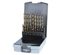 RUKO HSSE-Co 5 - Set di punte elicoidali in custodia di plastica, DIN 338, tipo VA, finitura dorata, 19 pezzi, R215214RO