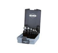 RUKO Set di svasatori conici e sbavatori DIN 335, forma C 90° HSS Co 5 in cassetta di plastica ABS Quantità:1