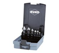 RUKO Set di svasatori conici e sbavatori DIN 335, forma C 90° HSS Co 5 in cassetta di plastica ABS Quantità:1